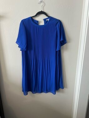 Naked Zebra Royal Blue Pleated Mini Dress